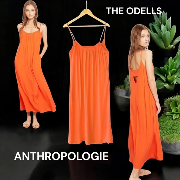 NEW** WHITHOUT TAGS*** ANTHROPOLOGIE, THE ODELLS, TANGELO, MIDI DRESS, SIZE M - Picture 4 of 6